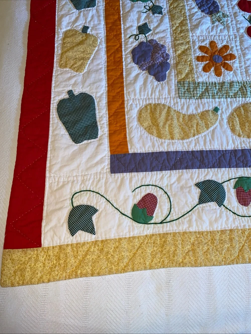 American Pacific Cotton Fruits And Vegetables Quilt Lap Quilt 49”x 59” -B8